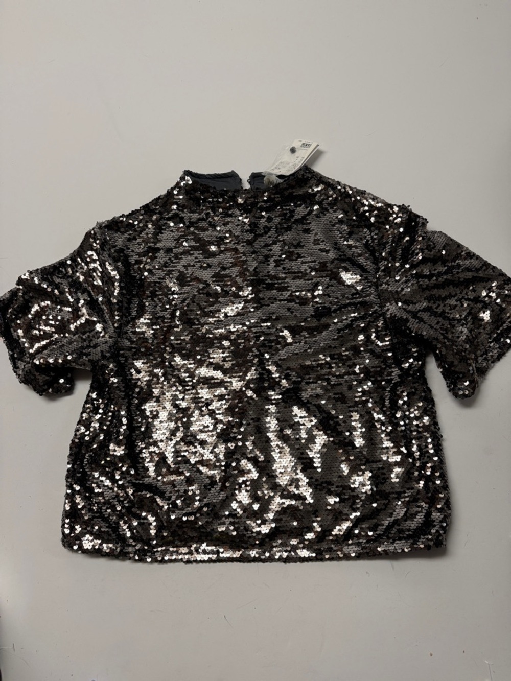 H&M Black and Silver Sequin Crop Top